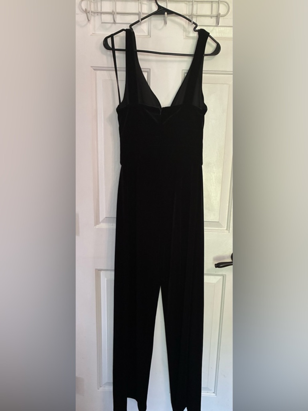L'AGENCE Black Velvet V-Neck Jumpsuit - Picture 7 of 8